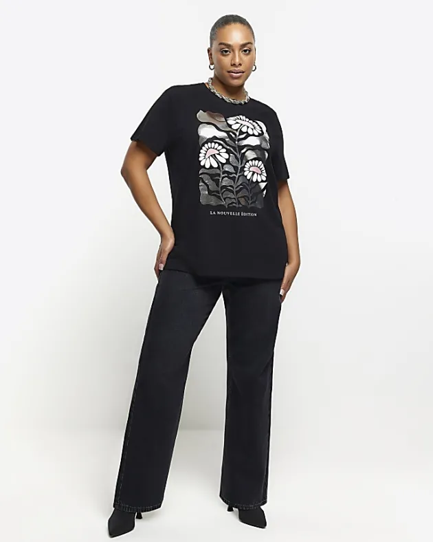 River Island Plus graphic foil t-shirt< Plus