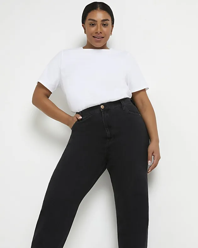 River Island Plus high waisted mom jeans< Plus