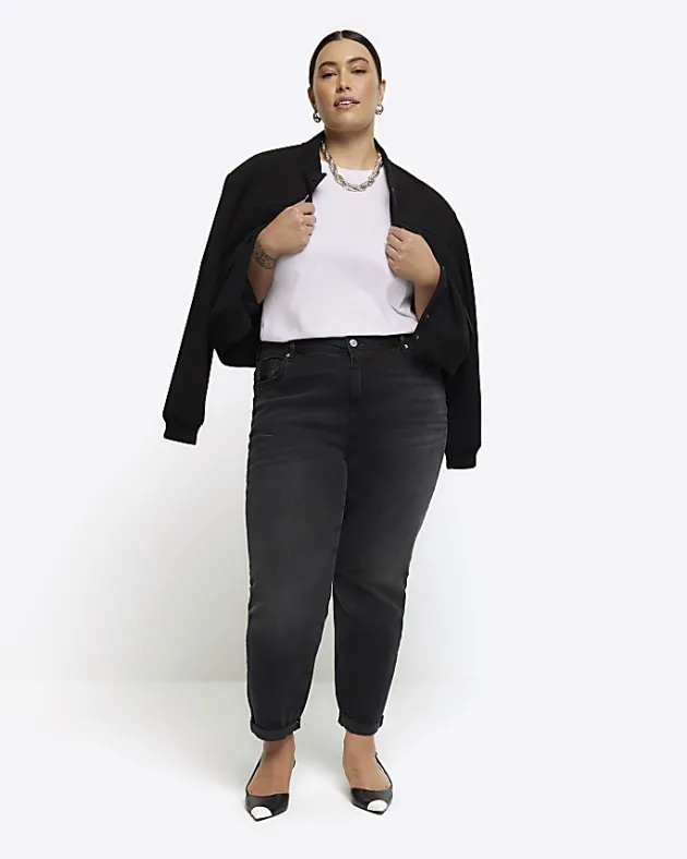 River Island Plus high waisted mom jeans< Plus
