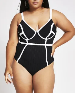 River Island Plus plunge bandage swimsuit< Plus