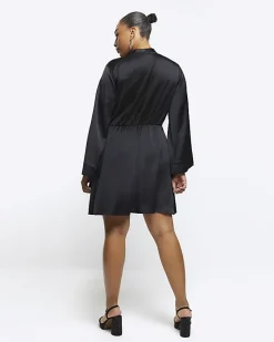 River Island Plus satin long sleeve mini dress< Plus
