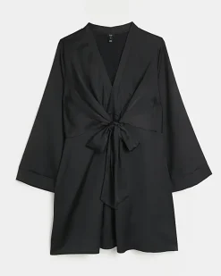 River Island Plus satin long sleeve mini dress< Plus