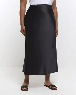 River Island Plus satin midi skirt< Plus