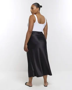 River Island Plus satin midi skirt< Plus