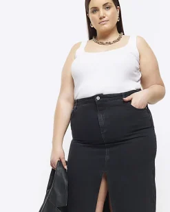 River Island Plus split hem denim midi skirt< Plus