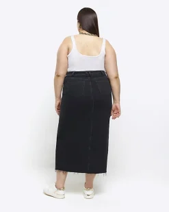 River Island Plus split hem denim midi skirt< Plus