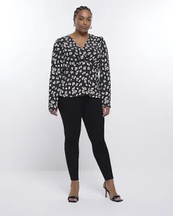 River Island Plus spot long sleeve blouse< Plus