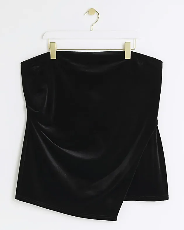 River Island Plus velvet asymmetric bandeau top< Plus
