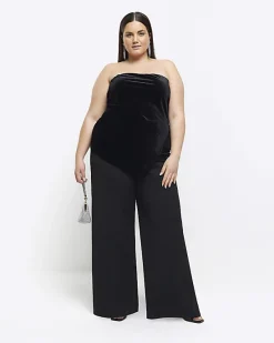 River Island Plus velvet asymmetric bandeau top< Plus