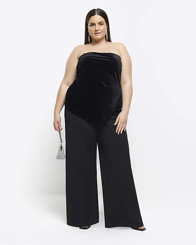 River Island Plus velvet asymmetric bandeau top< Plus