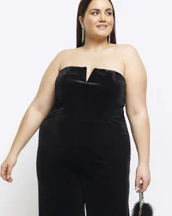 River Island Plus velvet bandeau jumpsuit< Plus