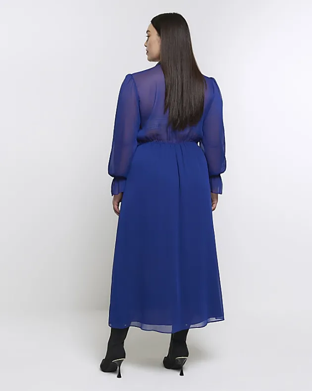 River Island Plus chiffon tie neck swing maxi dress< Plus