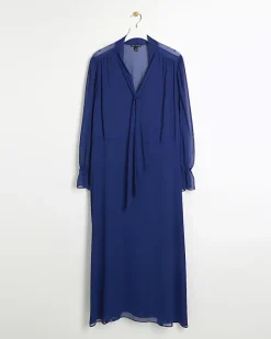 River Island Plus chiffon tie neck swing maxi dress< Plus