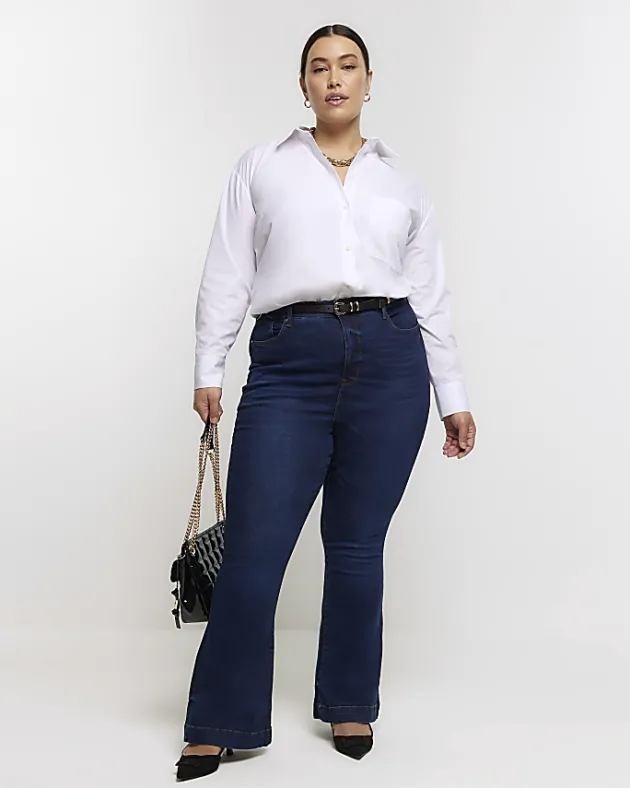 River Island Plus high waist flare jeans< Plus