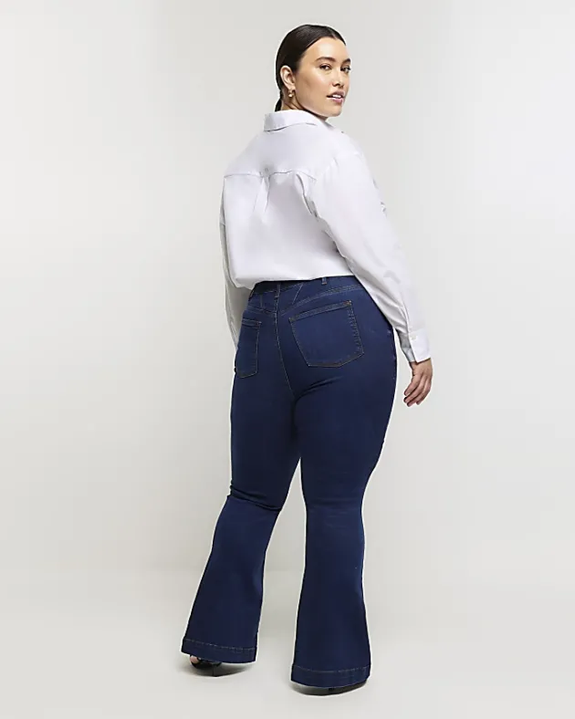 River Island Plus high waist flare jeans< Plus