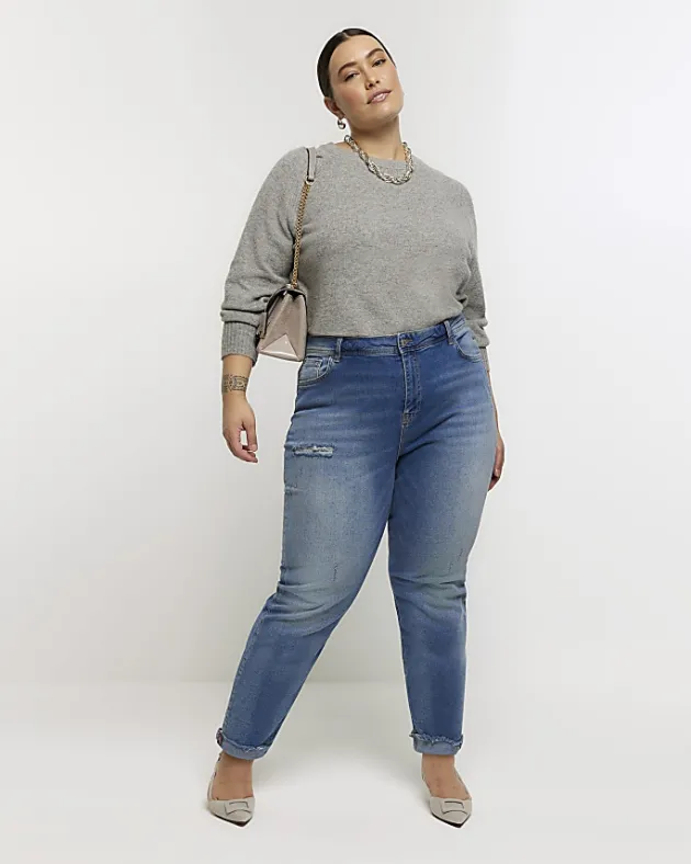 River Island Plus high waisted bum sculpt mom jeans< Plus