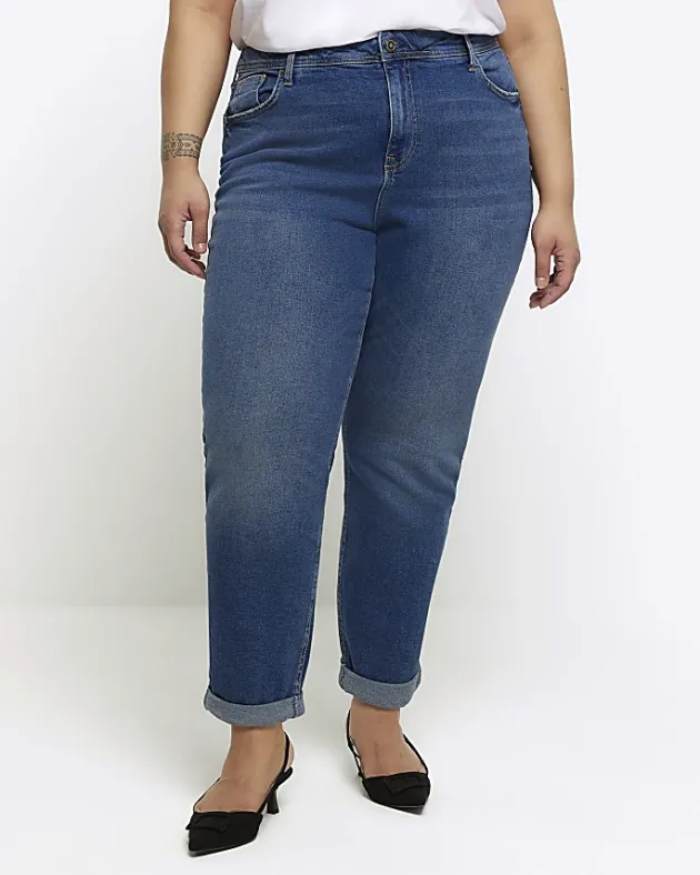 River Island Plus high waisted mom jeans< Plus
