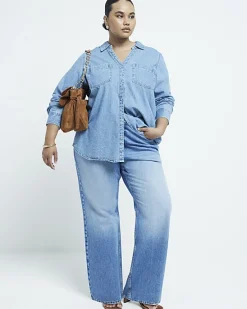 River Island Plus high waisted straight leg jeans< Plus