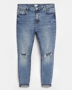 River Island Plus ripped bum sculpt skinny jeans< Plus