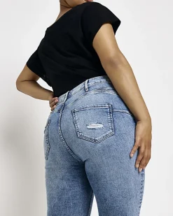 River Island Plus ripped bum sculpt skinny jeans< Plus