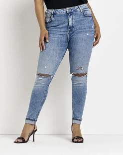 River Island Plus ripped bum sculpt skinny jeans< Plus