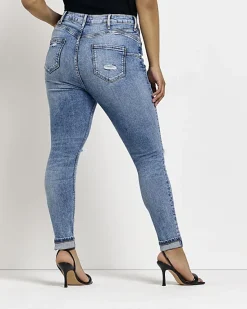 River Island Plus ripped bum sculpt skinny jeans< Plus