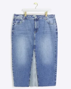 River Island Plus split hem denim midi skirt< Skirts