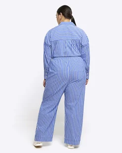 River Island Plus stripe poplin pull on trousers< Plus