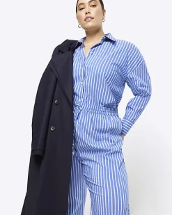 River Island Plus stripe poplin pull on trousers< Plus
