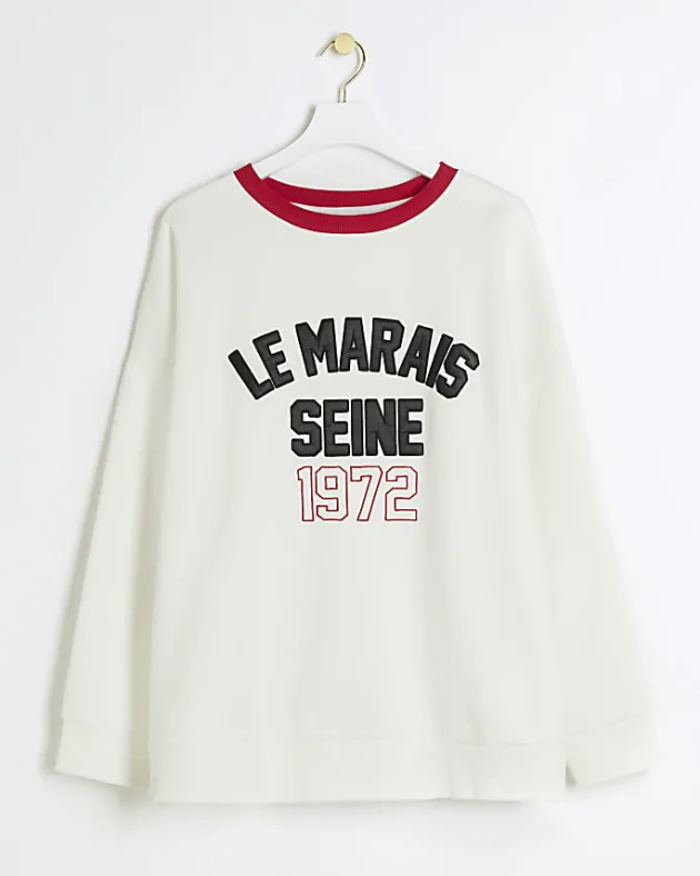 River Island Plus embroidered sweatshirt< Plus