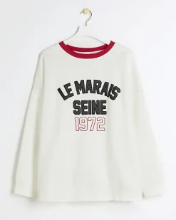 River Island Plus embroidered sweatshirt< Plus