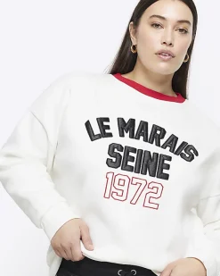 River Island Plus embroidered sweatshirt< Plus