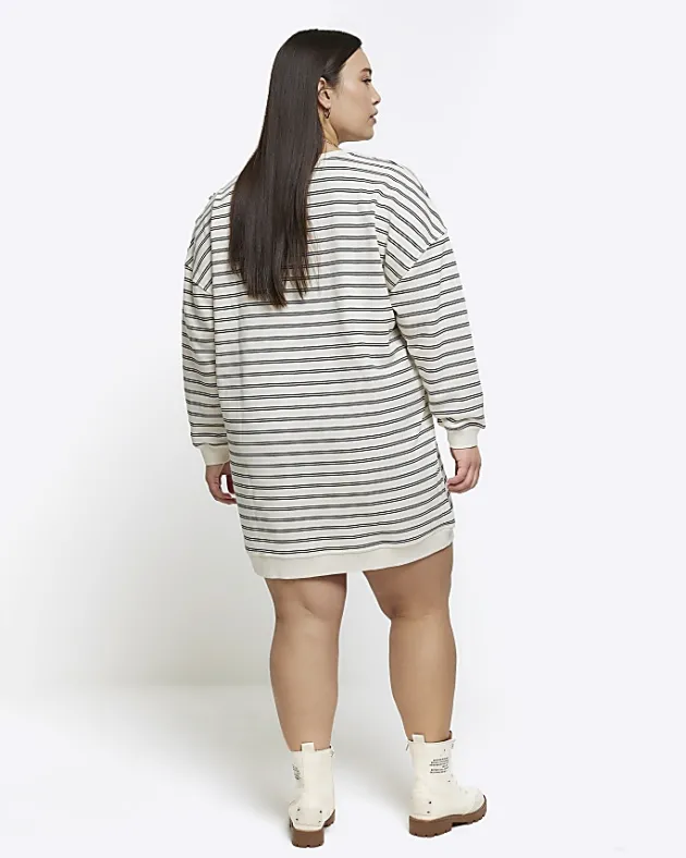 River Island Plus stripe sweatshirt mini dress< Plus
