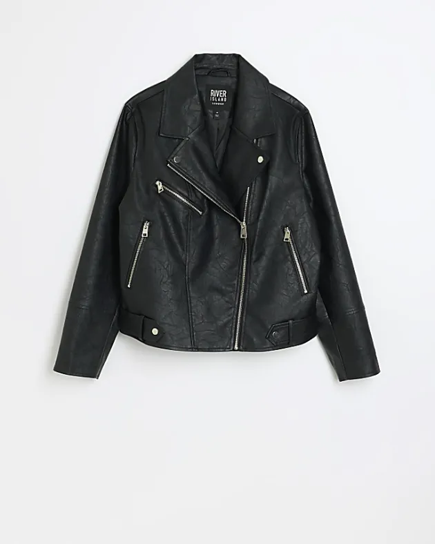 River Island Plus Faux Leather Biker Jacket< Plus