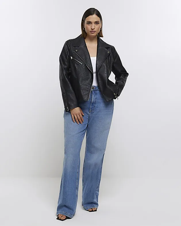 River Island Plus Faux Leather Biker Jacket< Plus