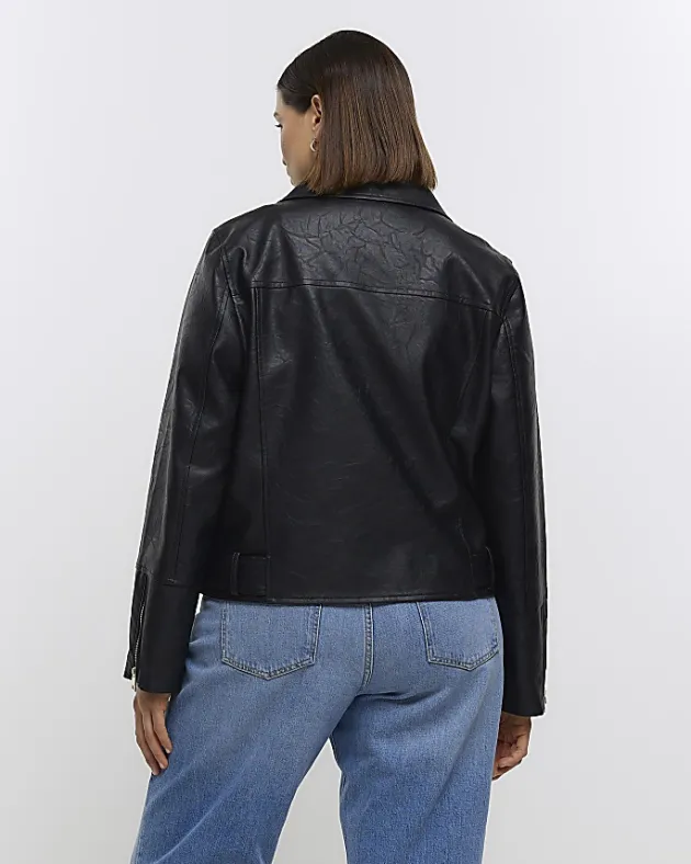 River Island Plus Faux Leather Biker Jacket< Plus