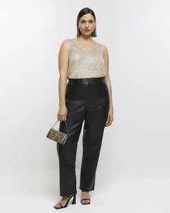 River Island Plus gold sequin tank top< Plus
