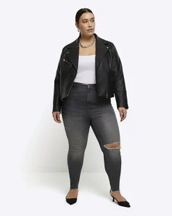 River Island Plus bum sculpt ripped jeggings< Plus