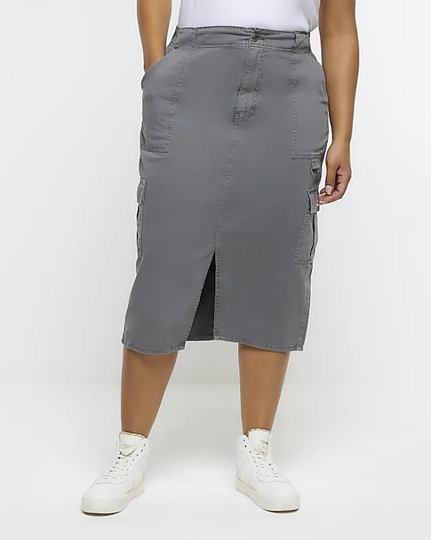 River Island Plus cargo midi skirt< Plus