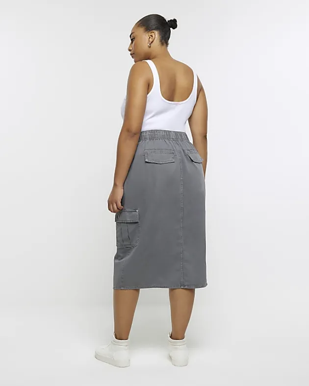 River Island Plus cargo midi skirt< Plus