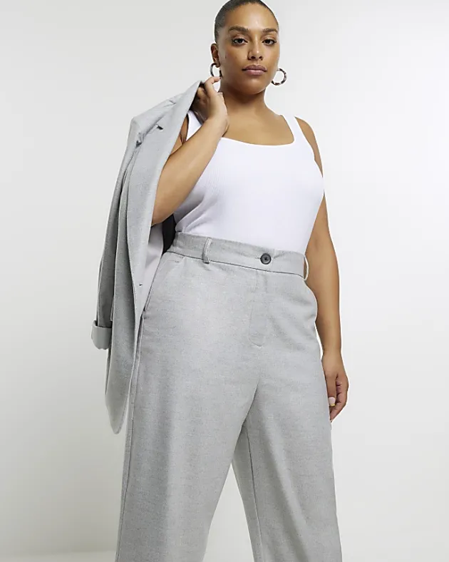 River Island Plus flannel wide leg trousers< Plus