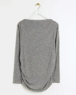 River Island Plus ruched side long sleeve top< Plus