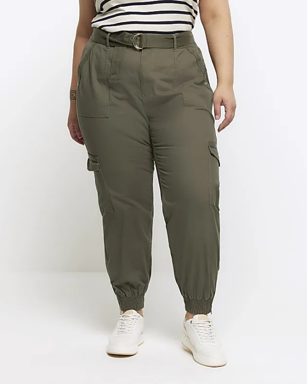 River Island Plus belted utility cargo trousers< Plus