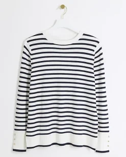 River Island Plus navy stripe knit top< Plus