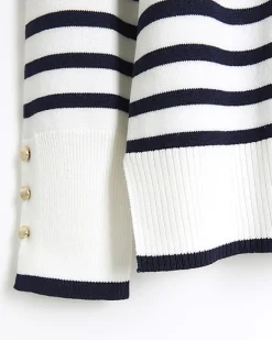 River Island Plus navy stripe knit top< Plus