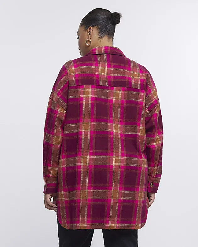 River Island Plus check oversized shirt< Plus