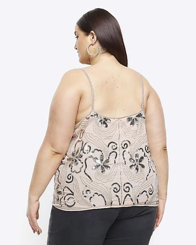 River Island Plus embellished floral cami top< Plus