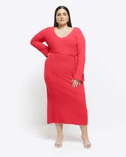 River Island Plus knit rib jumper maxi dress< Plus
