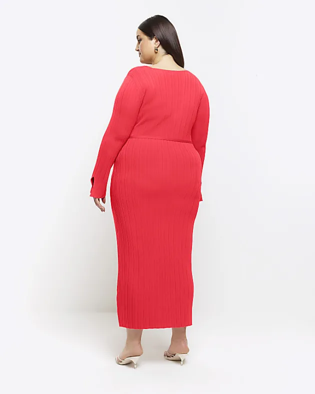 River Island Plus knit rib jumper maxi dress< Plus