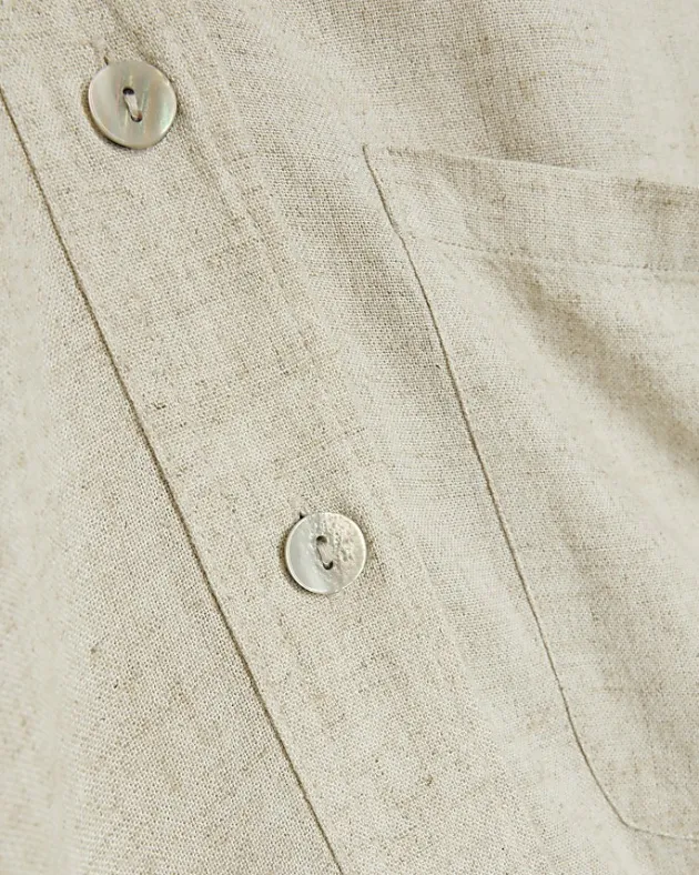 River Island Plus stone oversized shirt with linen< Plus